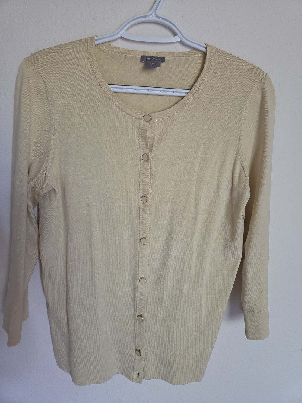 Ann Taylor Butter Yellow  Button-Front Cardigan Sweater